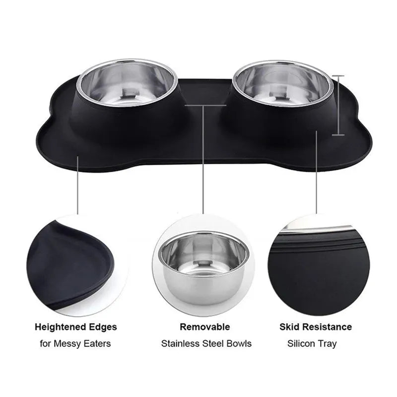 Dual Dog Bowl Silicone Tray