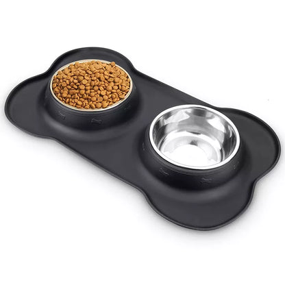 Bandeja de silicone com tigela dupla para cachorro